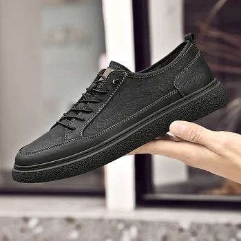 Мужская повседневная уличная обувь в британском стиле, модная обувь для вождения из натуральной кожи, нескользящие мужские оксфордские кроссовки, дизайнерская обувь на плоской подошве