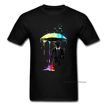 Мультяшный зонтик 2018, футболки с радужными брызгами, хлопковая футболка с коротким рукавом для мужчин, плюс размер, индивидуальный дизайн