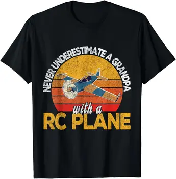 НОВАЯ ОГРАНИЧЕННАЯ подарочная футболка Funny Plane Grandpa Model Airplane Pilot в стиле Ретро S-3XL