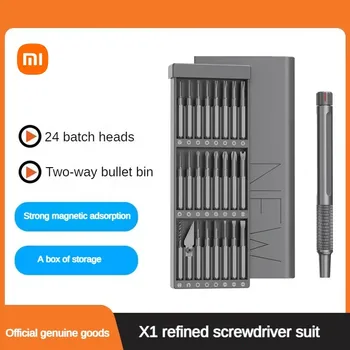 Набор прецизионных отверток Xiaomi ATuMan X1 24шт Магнитные биты из алюминиевого сплава, отвертка, Портативные инструменты для технического обслуживания и ремонта