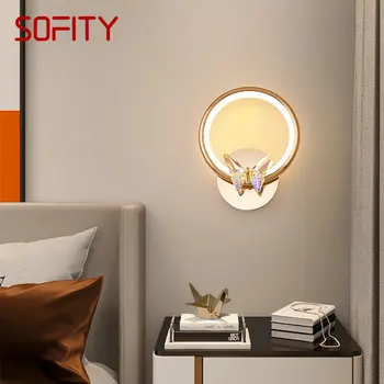 Настенный светильник SOFITY Nordic с современным декором в виде бабочки, бра, Роскошный светодиодный Светильник 3 цвета, креативные светильники для дома, спальни, кабинета