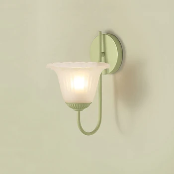 Настенный светильник для спальни в стиле французского молочного сада, свежий и простой Зеленый Винтажный арт, Прикроватная тумбочка для гостиной, светодиодная декоративная лампа