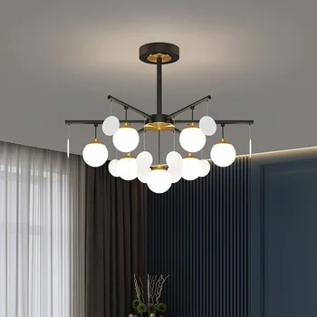 Новая люстра в виде стеклянного шара Nordic 2023, Роскошное украшение гостиной для спальни, столовой, Светодиодная мебель, Золотые подвесные светильники
