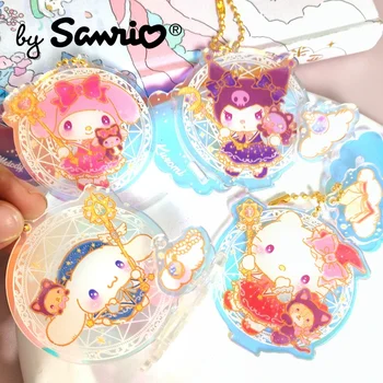Новый Акриловый Лазерный Брелок Sanrio Hello Kitty Cinnamoroll Kuromi Kawaii Creative Doll, Брелок для ключей, Сумка, Подвеска, Аксессуары для сумок-шармов