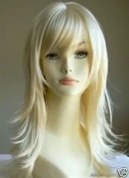 Новый модный длинный парик из платиновой блондинки, Новый высококачественный модный парик с изображением