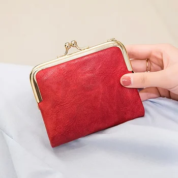Новый модный тренд, Чистый Красный, все однотонное, Короткая женская сумочка в стиле ретро, многофункциональная сумочка-клипса, мини-складка