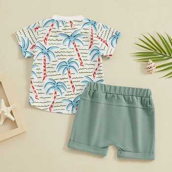 Одежда для маленьких мальчиков, комплект из рубашки с короткими рукавами и шорт, комплект из 2 предметов, летняя одежда для малышей для мальчиков