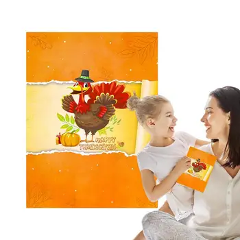 Открытка на День благодарения с индейкой, без заусенцев, Всплывающие 3D Поздравительные открытки, осенние бирки для заметок, декор на День Благодарения для гостиной школы
