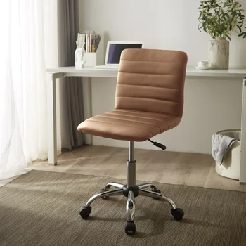 Офисное рабочее кресло из искусственной кожи, регулируемая высота, коричневого цвета, средняя спинка