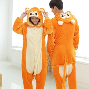 Пижама с желтой обезьяной, Фланелевая пижама с животными, Теплая зимняя ночная одежда, Пижамные комплекты, костюм для аниме-косплея