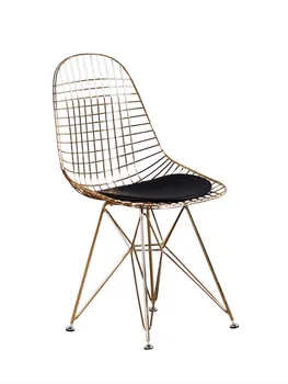 По индивидуальному заказу: Простой обеденный стул в скандинавском стиле, повседневное кованое железо, кофейный, чистый красный, металлический