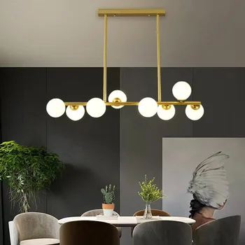 Подвесной светильник в скандинавском стиле для ресторана, гостиной, центрального стола, кухни, люстры со стеклянным шаром, люстры для домашнего декора, светильники