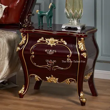 Прикроватный столик в европейском стиле, Белая тумбочка для спальни, Роскошный Ретро-небольшой шкаф для хранения, выдвижной ящик мебели XY50BT