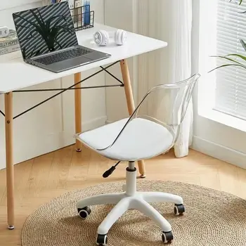 Простой прозрачный компьютерный стул с поворотным колесом, семейный Стул для макияжа, Акриловый Домашний офисный стул, стул для учебы и отдыха