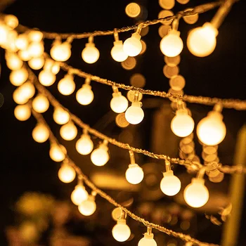 Рождественская Сказочная Гирлянда LED Ball String Lights Веселый Рождественский Декор Для Дома Рождественские Украшения Navidad 2023 Подарок На Новый Год 2024