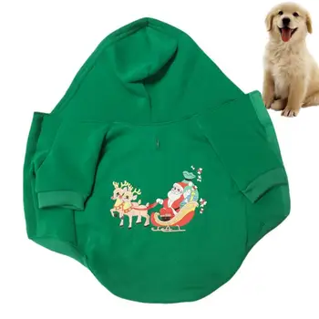 Рождественская толстовка с капюшоном для собак, удобные толстовки с капюшоном для собак, дышащий рождественский наряд для собак из хлопчатобумажной ткани Для домашних животных зимой