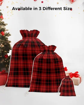 Рождественские Красные Клетчатые пакеты для конфет Подарочный пакет Санта-Клауса Украшения для домашней вечеринки Рождественские Льняные Подарочные пакеты Упаковочные материалы