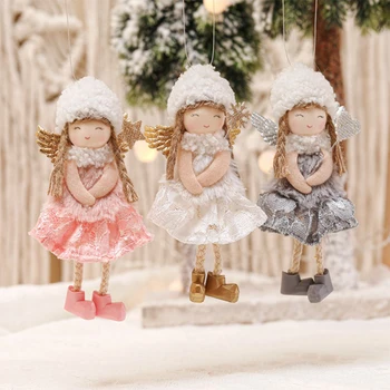 Рождественский Плюшевый Ангел Кукла Подвесные Украшения Рождественская Елка Подвесные Украшения Новый Год 2024 Вечеринка Домашний Фестиваль Декор Подарки