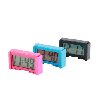 Самоклеящиеся электронные настольные часы с ЖК-экраном в салоне автомобиля, мини-календарь, цифровые часы