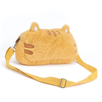 Симпатичная плюшевая сумка Fat Cat, совместимая с Nintendo Switch OLED/ Switch Lite /Switch Игровые аксессуары, чехол для хранения с плечевым ремнем