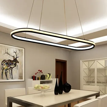 Скандинавское Современное офисное освещение Светодиодные Подвесные линейные лампы Новый Подвесной светильник С Овальным кольцом Для столовой, рабочего стола, кухни