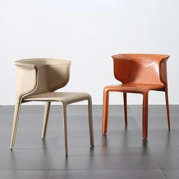 Скандинавское седло кожаное обеденное кресло со спинкой для дома, ресторана, отеля модное минималистичное дизайнерское кресло для переговоров и отдыха