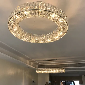 Современная хрустальная люстра, круглый/ прямоугольный подвесной светильник для гостиной, Вилла, отель, ресторан, роскошный подвесной светильник Lustre