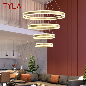 Современный кольцевой латунный подвесной светильник TYLA LED, 3 цвета, Медная люстра, декор для дома