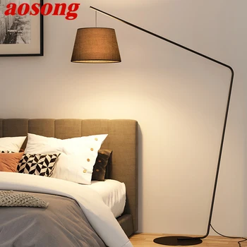Торшер AOSONG Nordic Black для рыбалки, современная семейная гостиная Рядом с диваном, креативный декоративный светильник со светодиодной подсветкой
