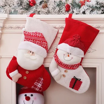 Трансграничные Новые большие рождественские носки, красные и белые вязаные пожилые Снеговики, наряжаются в подарочный пакет для конфет, детский подарочный пакет