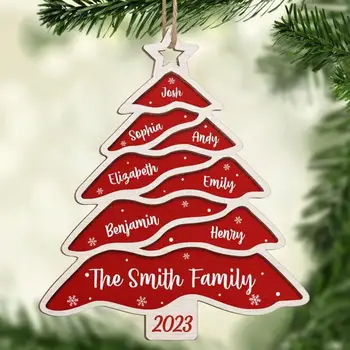 Украшение в форме Рождественской елки, Многоразовое деревянное подвесное украшение на рождественскую елку, Полая буква фамилии, Орнамент на Рождество