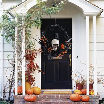 Украшения входной двери на Хэллоуин, украшения на Хэллоуин для двери, стены, окна, сада