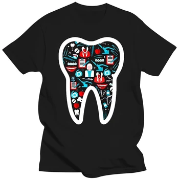 Футболка стоматолога, забавная футболка с изображением коренных зубов, футболки со значками стоматологов, Летняя Новинка с коротким рукавом