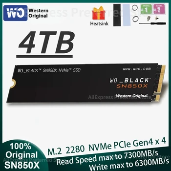 ЧЕРНЫЙ PS5 SSD NVMe Внутренний игровой твердотельный накопитель SN850X SSD Работает с Playstation 5 Gen 4 PCIe M.2 2280 без радиатора