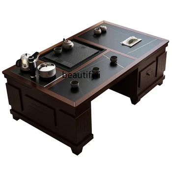 Чайный столик Кунг-фу на заказ с чайником, чайный сервиз Firestone, встроенная современная мебель для домашнего офиса, чайный столик для гостиной