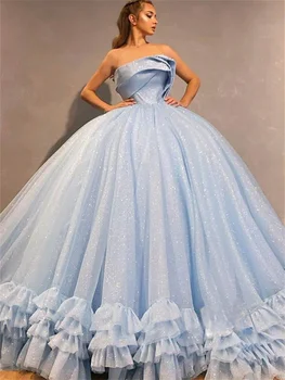 Элегантное бальное платье без рукавов, Очаровательное платье для выпускного вечера с блестками 2024, платье невесты с открытой спиной линии RomanticA, Vestidos De Novia