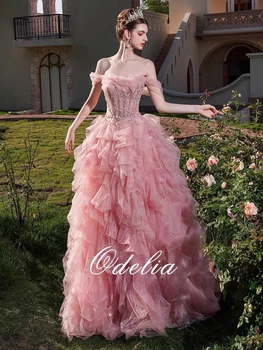 Элегантные розовые вечерние платья без бретелек, плиссированные, многоуровневые, без рукавов, с открытой спиной, на шнуровке, выпускные платья для выпускного вечера, новые