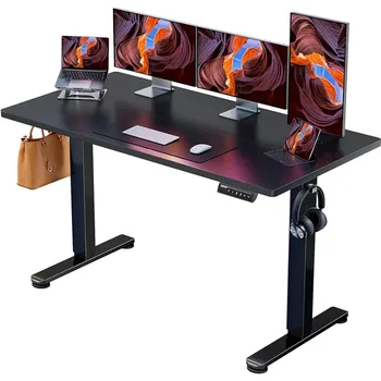 Электрический стоячий стол ErGear с регулируемой высотой, стол для сидения и стояния 55 x 28 дюймов, Компьютерный стол для домашнего офиса с памятью (черный)