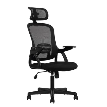 Эргономичное офисное кресло Mainstays с регулируемым подголовником, черная ткань, вместимость 275 фунтов Офисная мебель Эргономичное кресло