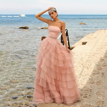 Ярко-розовое платье для выпускного вечера трапециевидной формы с V-образным вырезом, тюлевое платье с рюшами, вечернее платье длиной до пола, платья из Саудовской Аравии, большие размеры